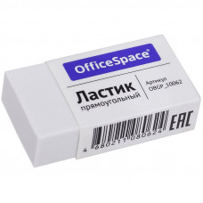 Ластик OfficeSpace, прямоугольный, термопластичная резина, картонный футляр, 38*20*10мм