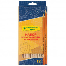 Набор карандашей ч/г Сибирский кедр, 12шт., 2Т-2М, заточен., картон. упак., европодвес