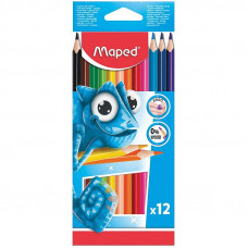 Карандаши цветные пластиковые Maped 12цв., трехгран., заточен., картон, европодвес