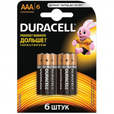 Батарейка Duracell Basic AAA (LR03) алкалиновая, 6BL