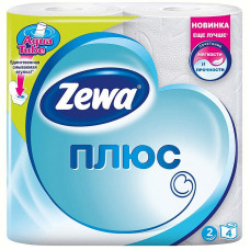 Бумага туалетная Zewa Плюс, 2-слойная, 4шт., тиснение, белая