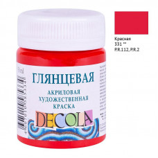 Краска акриловая художественная Decola, 50мл, глянцевая, баночка, красный