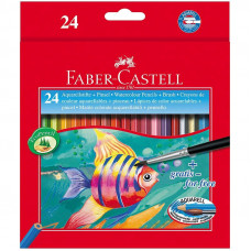 Карандаши акварельные Faber-Castell, 24цв+кисть, картон, европодвес