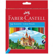 Карандаши цветные Faber-Castell, 24цв., заточен., картон, европодвес